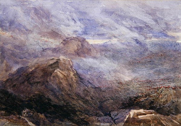 Welsh Sketch – Burning Bracken (akvarell papíron) alkotó: David Cox