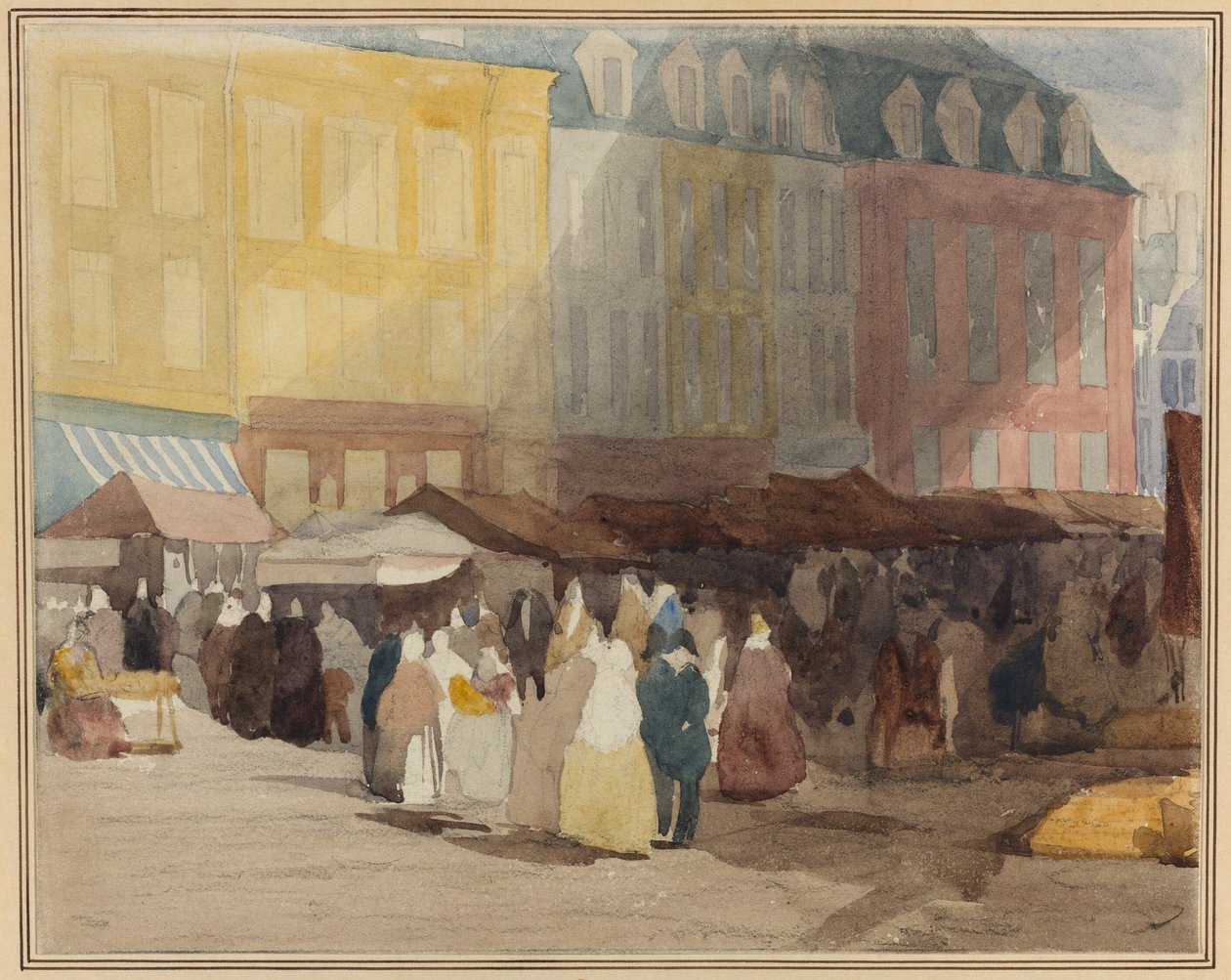 Egy francia piaci jelenet, valószínűleg Boulogne alkotó: David Cox the elder