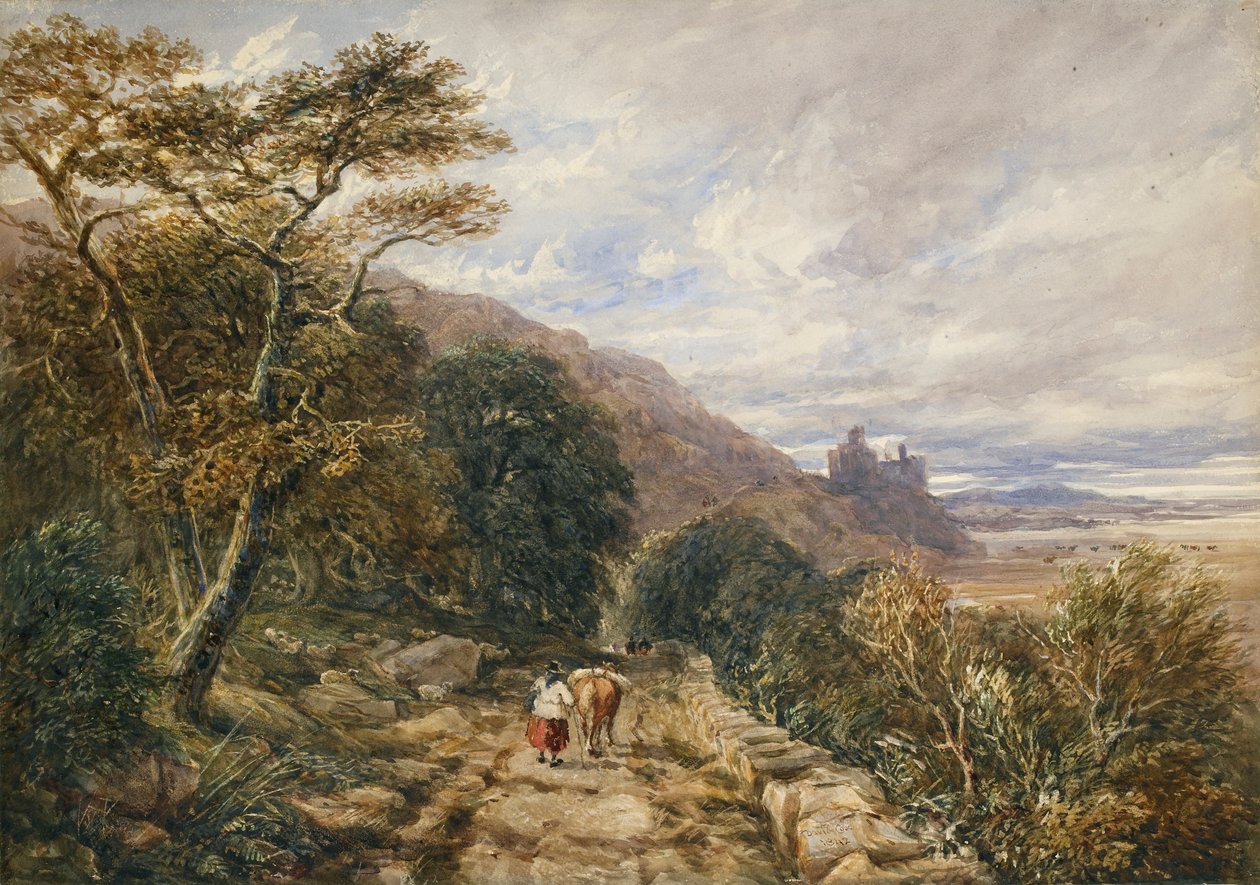 A Harlech-kastélyhoz vezető vidéki pálya, 1842 alkotó: David Cox the elder