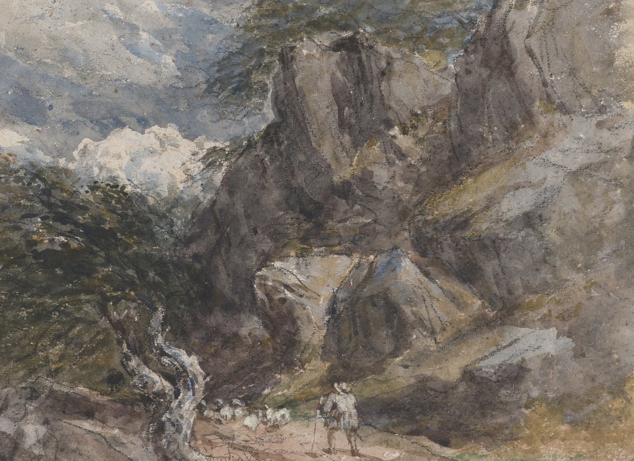 Birkák hajtása sziklás tájon, kb. 1846. alkotó: David Cox the elder