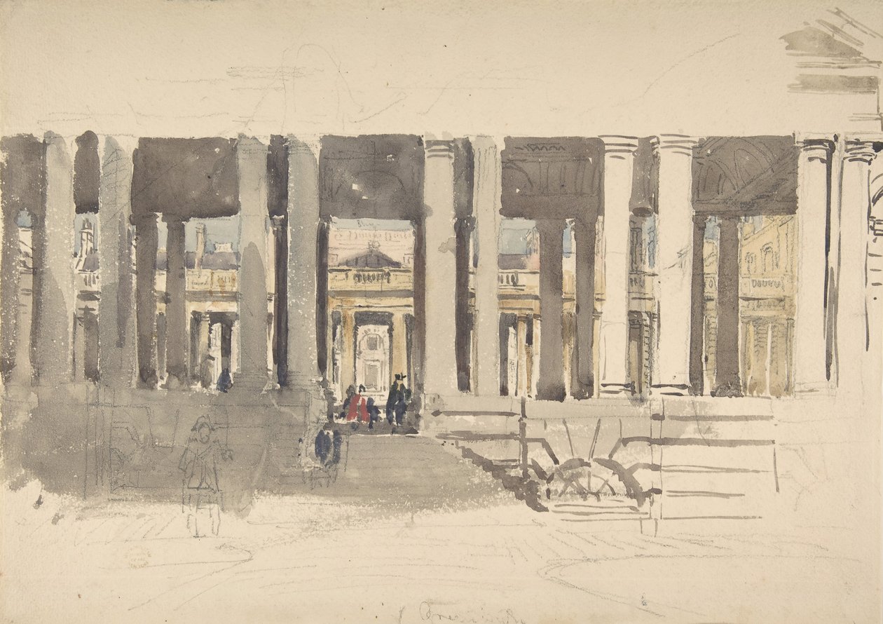 Greenwich Hospital recto, Tanulmány egy épületről verso, kb. 1831. alkotó: David Cox the elder