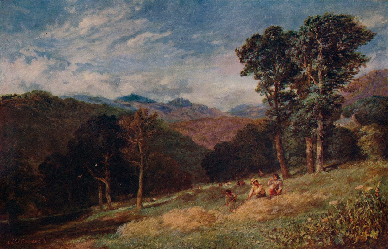 Szénakészítés, Conway közelében, 1852 alkotó: David Cox the elder