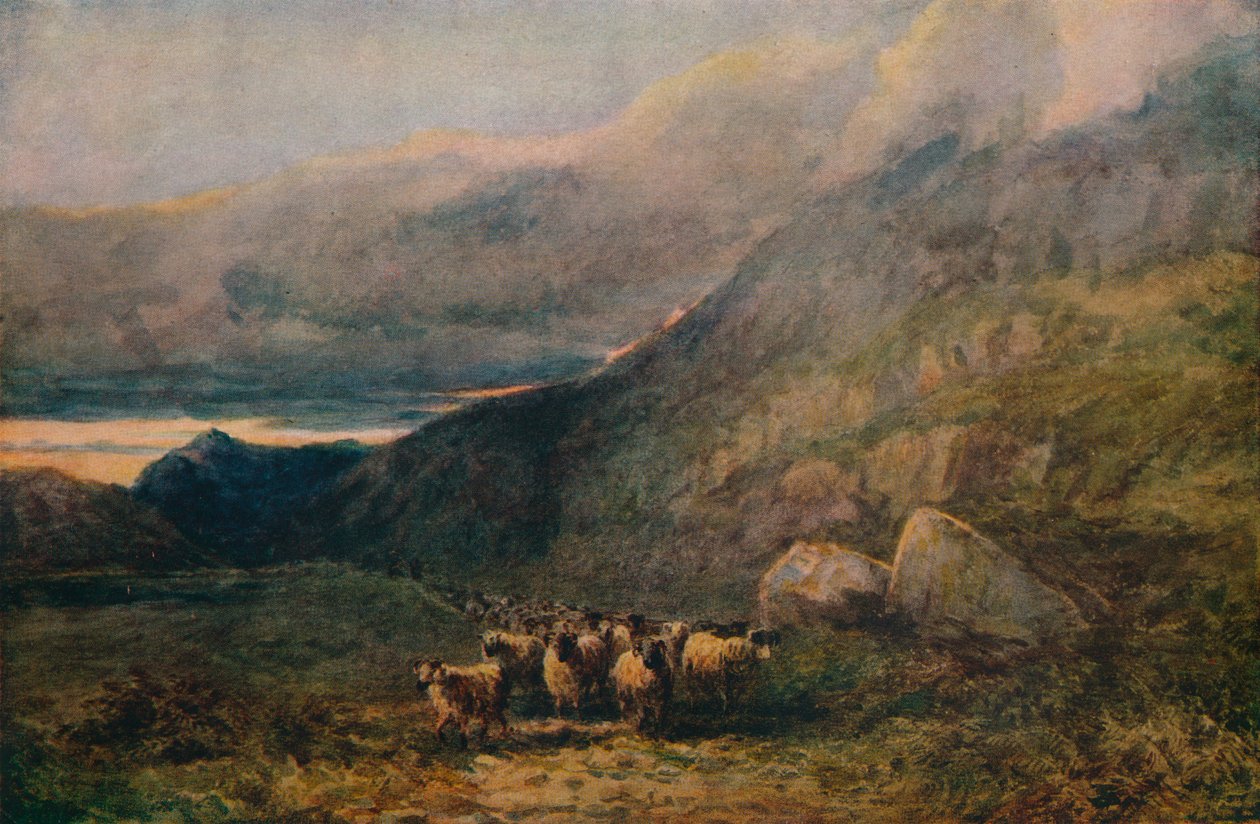 Hegyi út alvással, c1838 alkotó: David Cox the elder