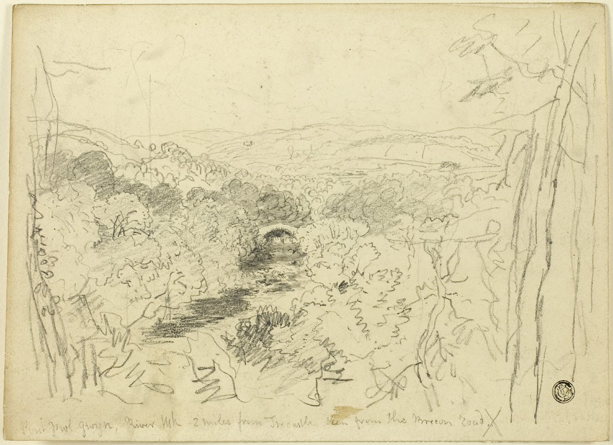 Pont Pwl Gwyn, Usk folyó alkotó: David Cox the elder