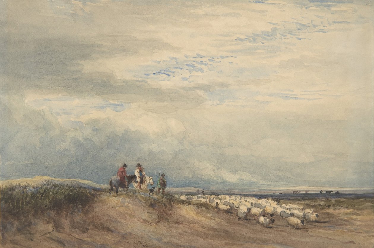Lovasok juhokkal egy torkolat közelében, 1830. alkotó: David Cox the elder