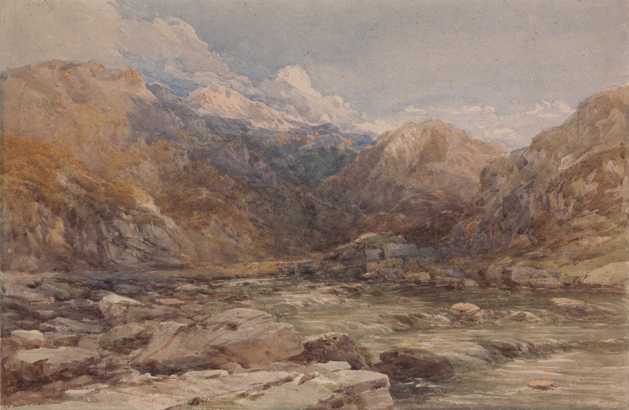 Folyói táj Walesben, kb. 1850. alkotó: David Cox the elder