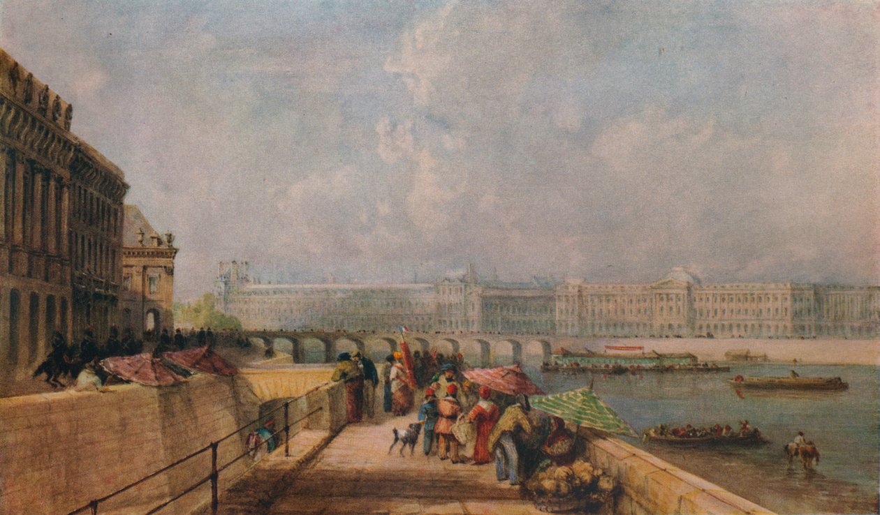 A Pont des Arts és a Louvre a Quai Contiból, 1849 alkotó: David Cox the elder