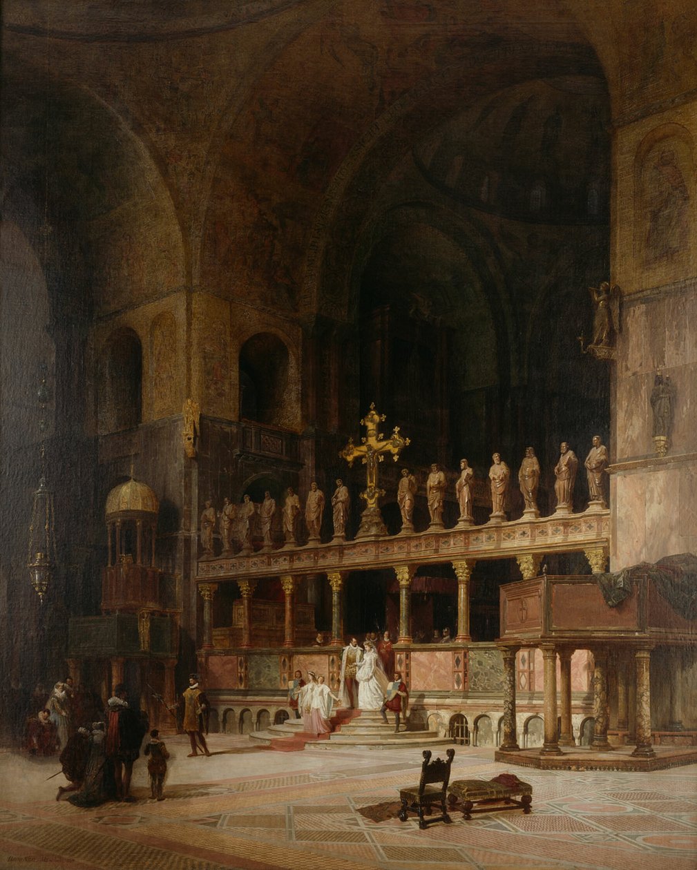 Szent Márk belseje, Velence, 1869. alkotó: David Dalhoff Neal