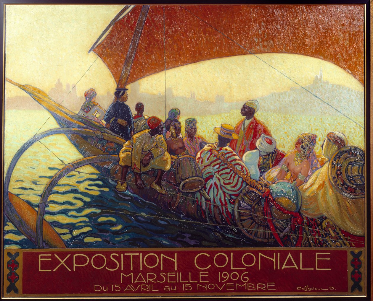 Gyarmatosítás: a marseille-i gyarmati nemzeti kiállítás plakátja. David Dellepiane (1866-1932) plakátja. 1906 Marseille, Musee de la Marine – Gyarmatosítás: David Dellepiane (1866-1932) plakátja a Marseille-i Nemzeti Gyarmati Kiállításhoz. 1906. alkotó: David Dellepiane