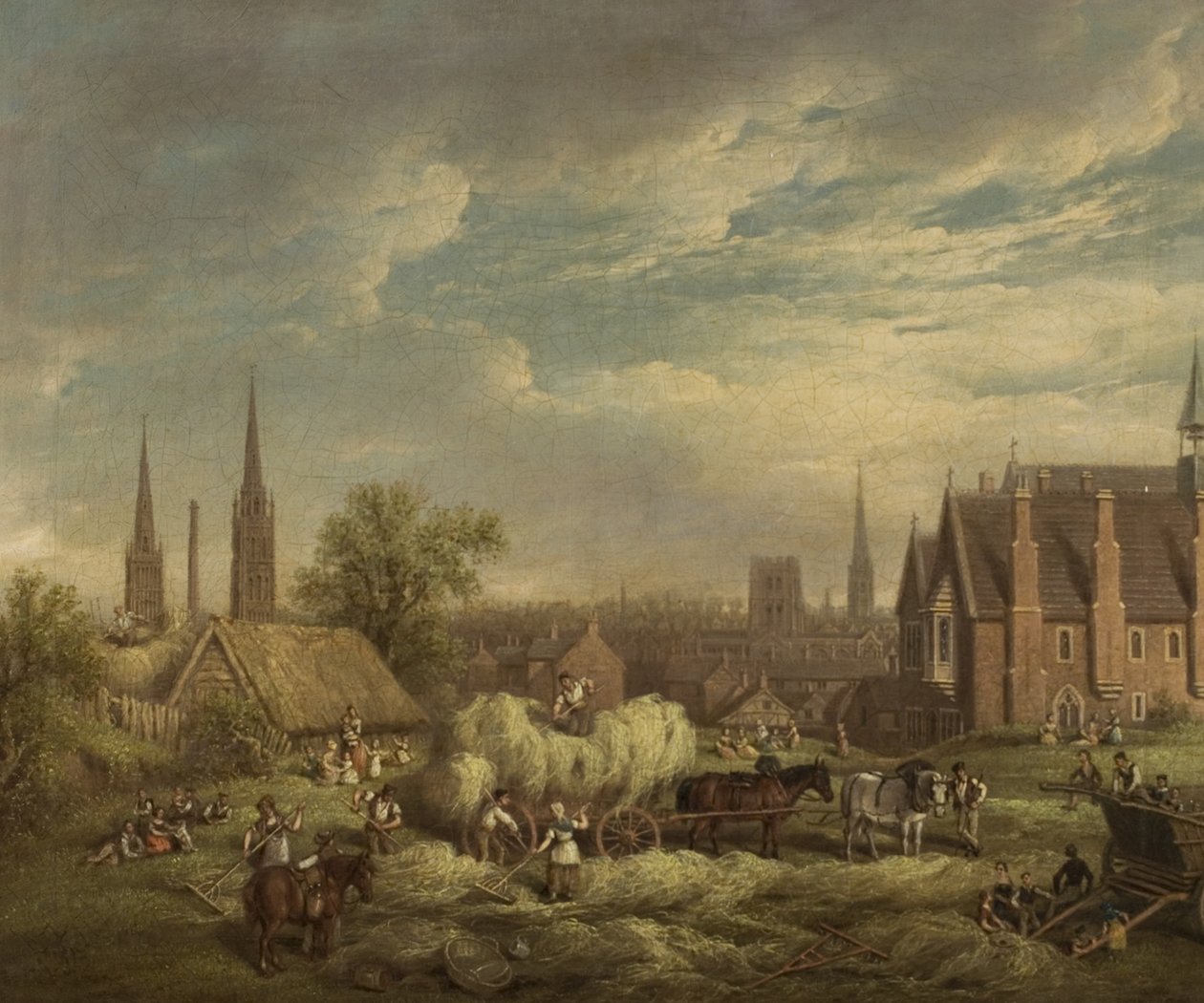 Szénaverés Coventryben, 19. század közepe alkotó: David Gee