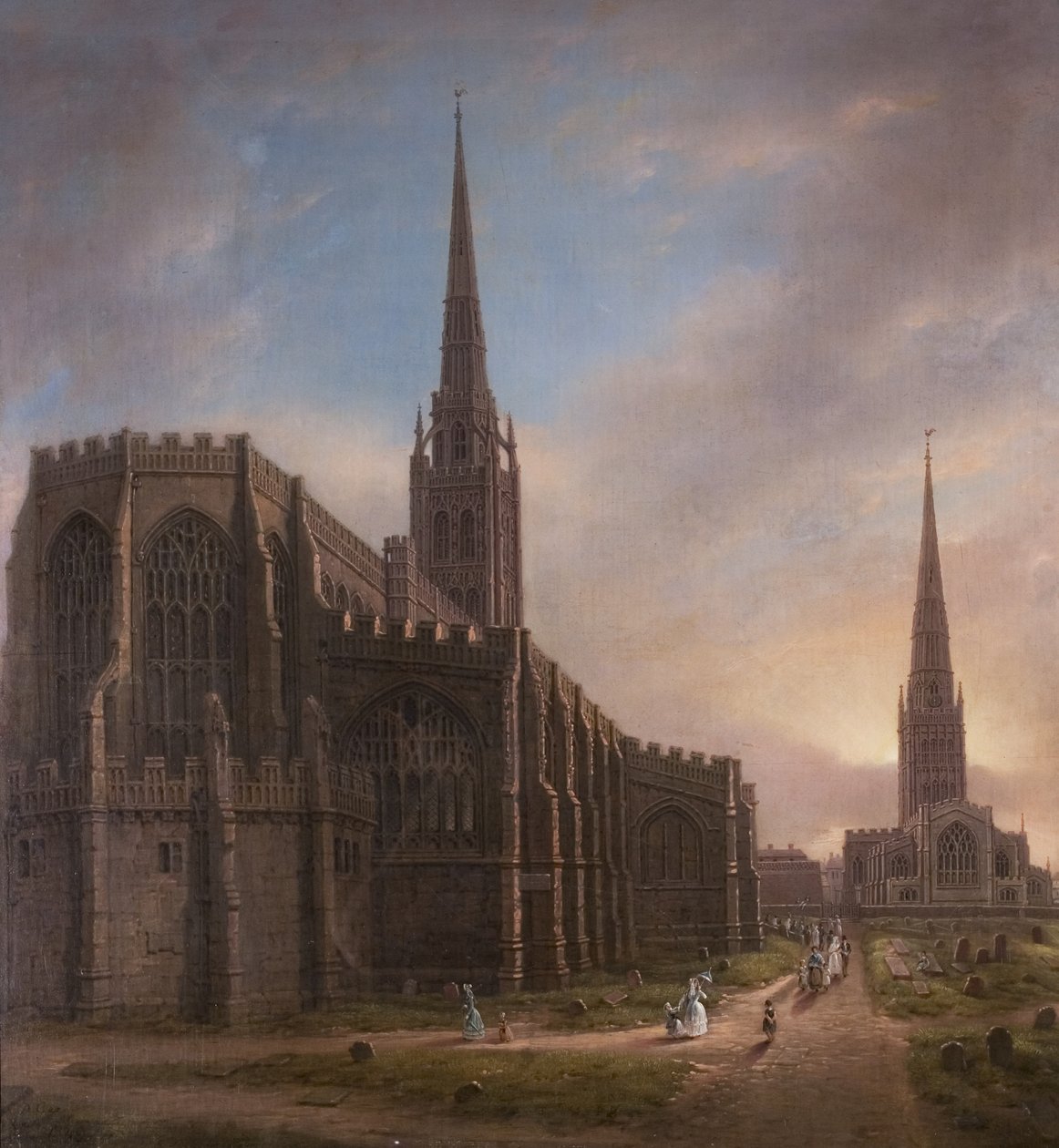 St. Michaels és Holy Trinity templomok, északkeletről, Coventry, 1849 alkotó: David Gee
