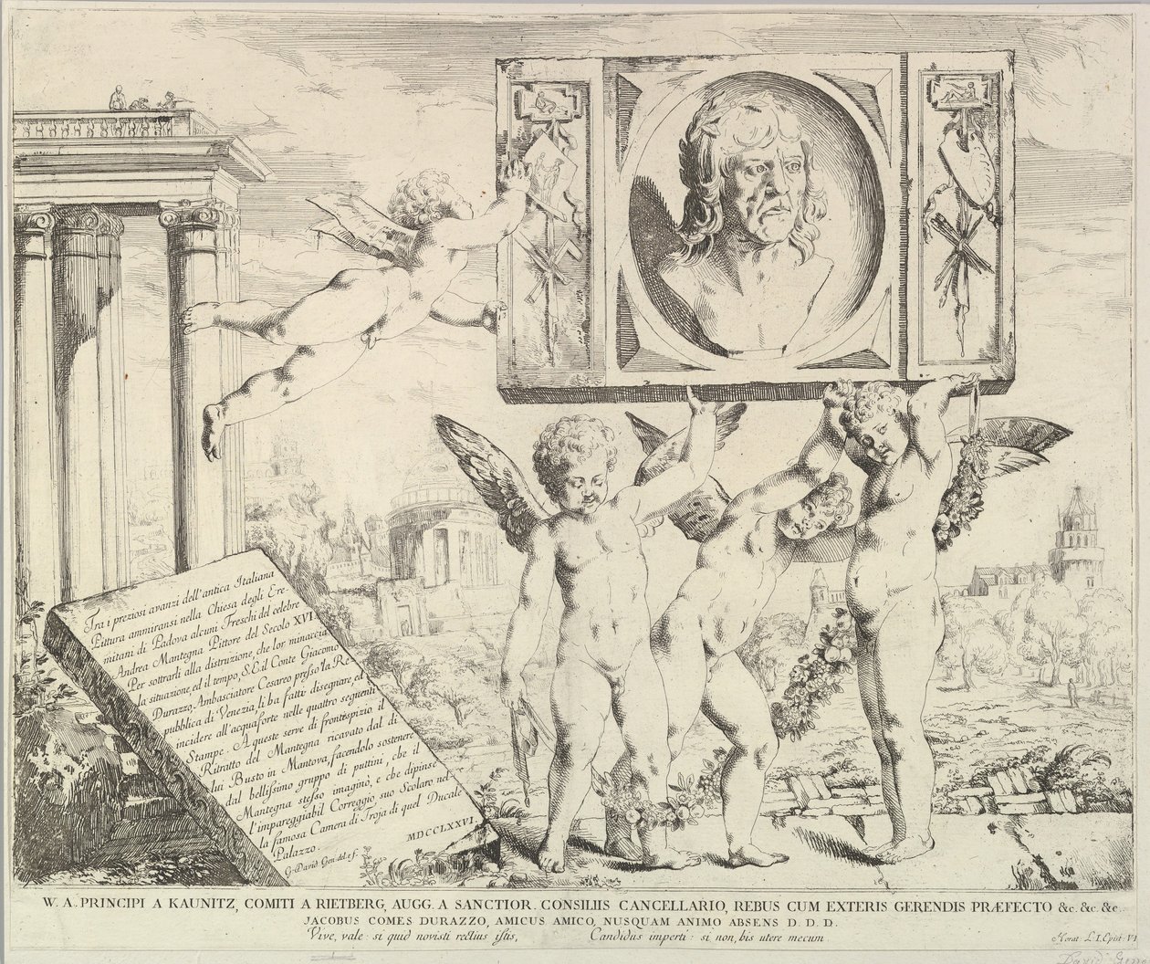 Címlap: Hódolat Mantegnának, Szent Jakab és Kristóf története az erében..., 1776. alkotó: David Giovanni