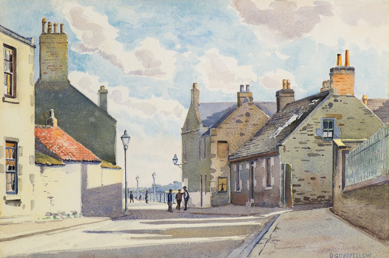 Ambrose Street, Broughty Ferry, 20. század (akvarell) alkotó: David Goodfellow