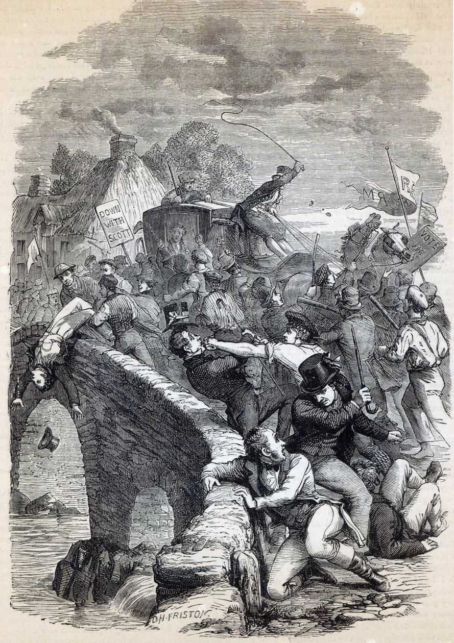 Választási zavargás Hawickban, 1837, illusztráció az 1895-ben megjelent „Cassell Illustrated History of England” c. alkotó: David Henry Friston