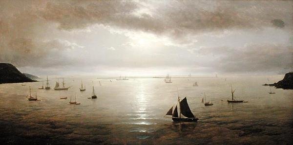 Plymouth Sound by Moonlight (olaj, vászon) alkotó: David James