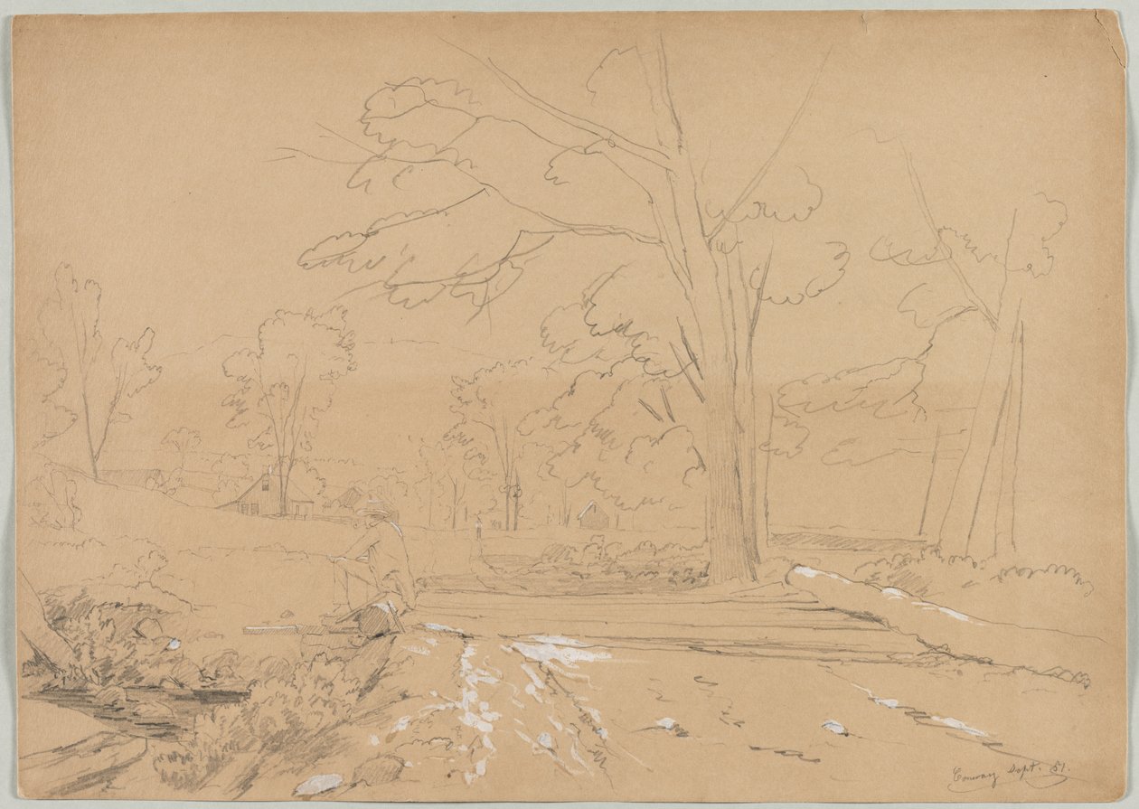 Tájkép Man Fishinggel, Conway, New Hampshire, 1851. alkotó: David Johnson