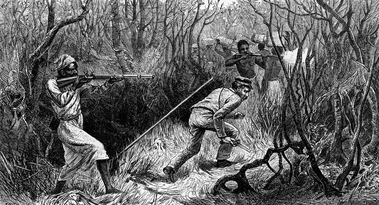 Manyema les, Közép-Afrika, metszet a Last Journals of David Livingstone-ból, David Livingstone (1813-1873), London alkotó: David Livingstone