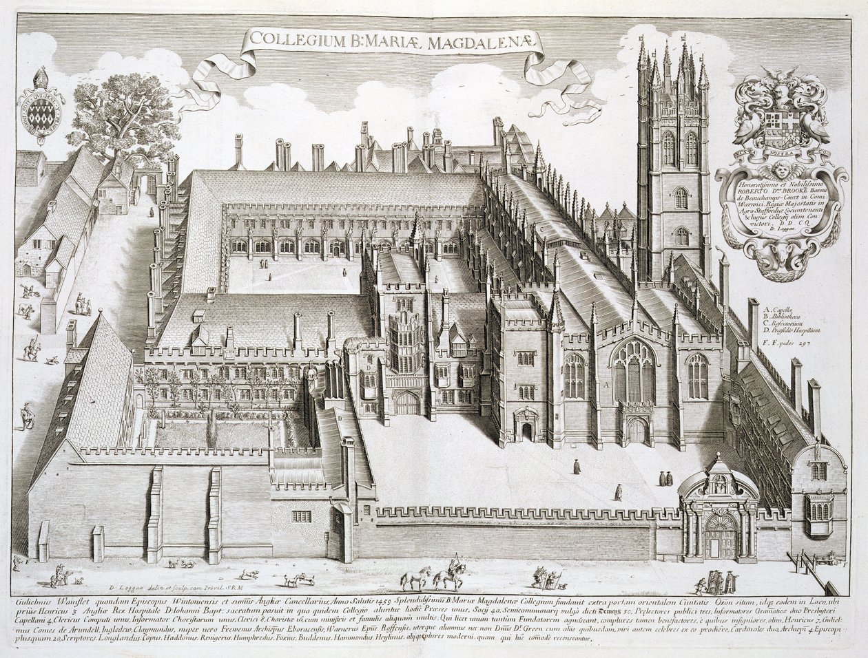 Az oxfordi Magdalen College az 1675-ben megjelent „Oxonia Illustrata”-ból alkotó: David Loggan