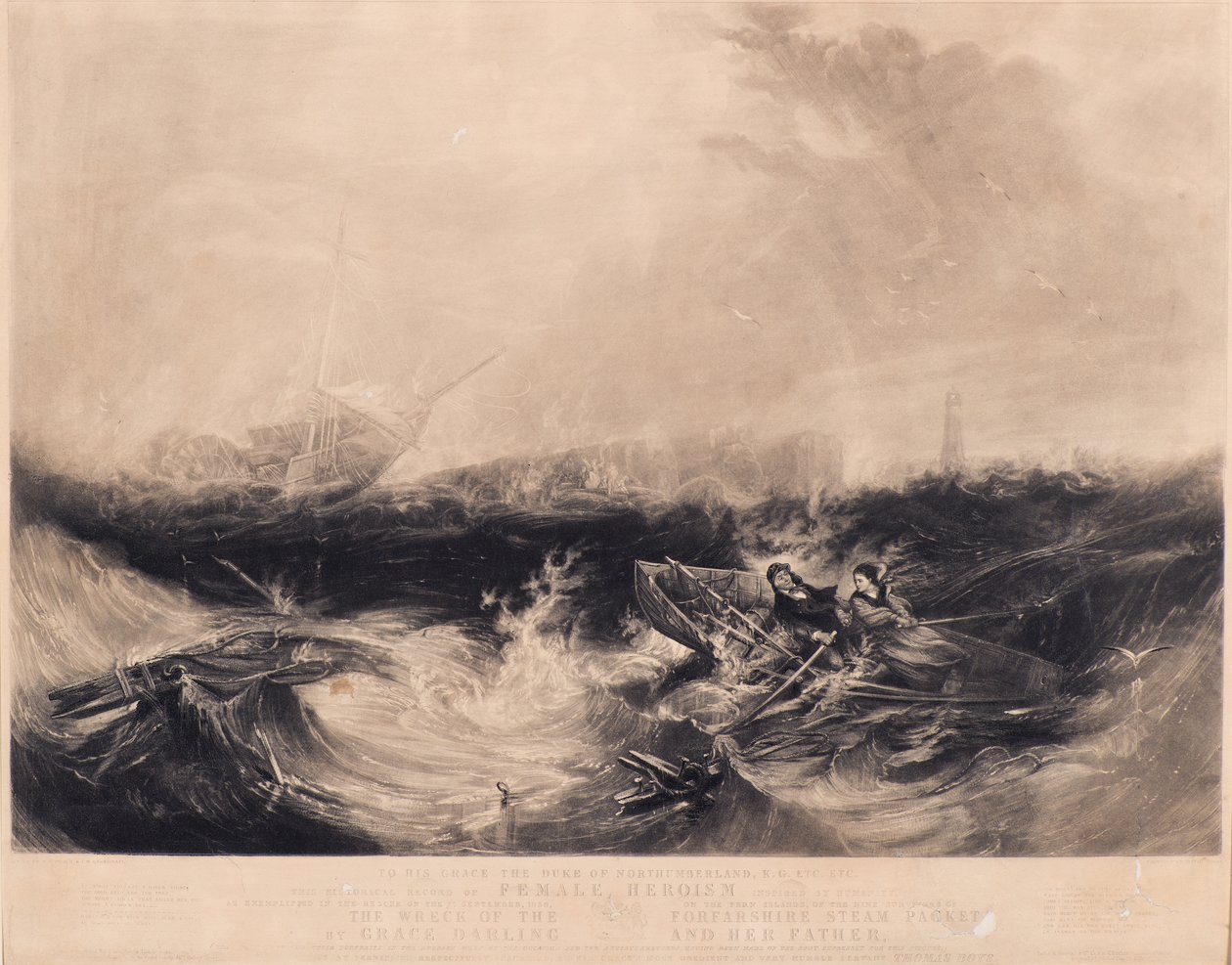 Grace Darling és apja megmenti a kilenc túlélőt Forfarshire-ből alkotó: David Lucas