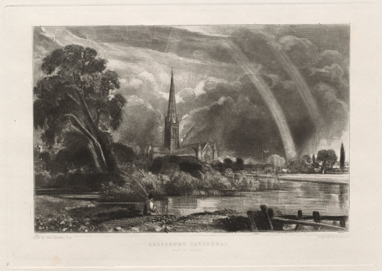 Salisbury katedrális a Meadows-i kislemezről, 1855. alkotó: David Lucas