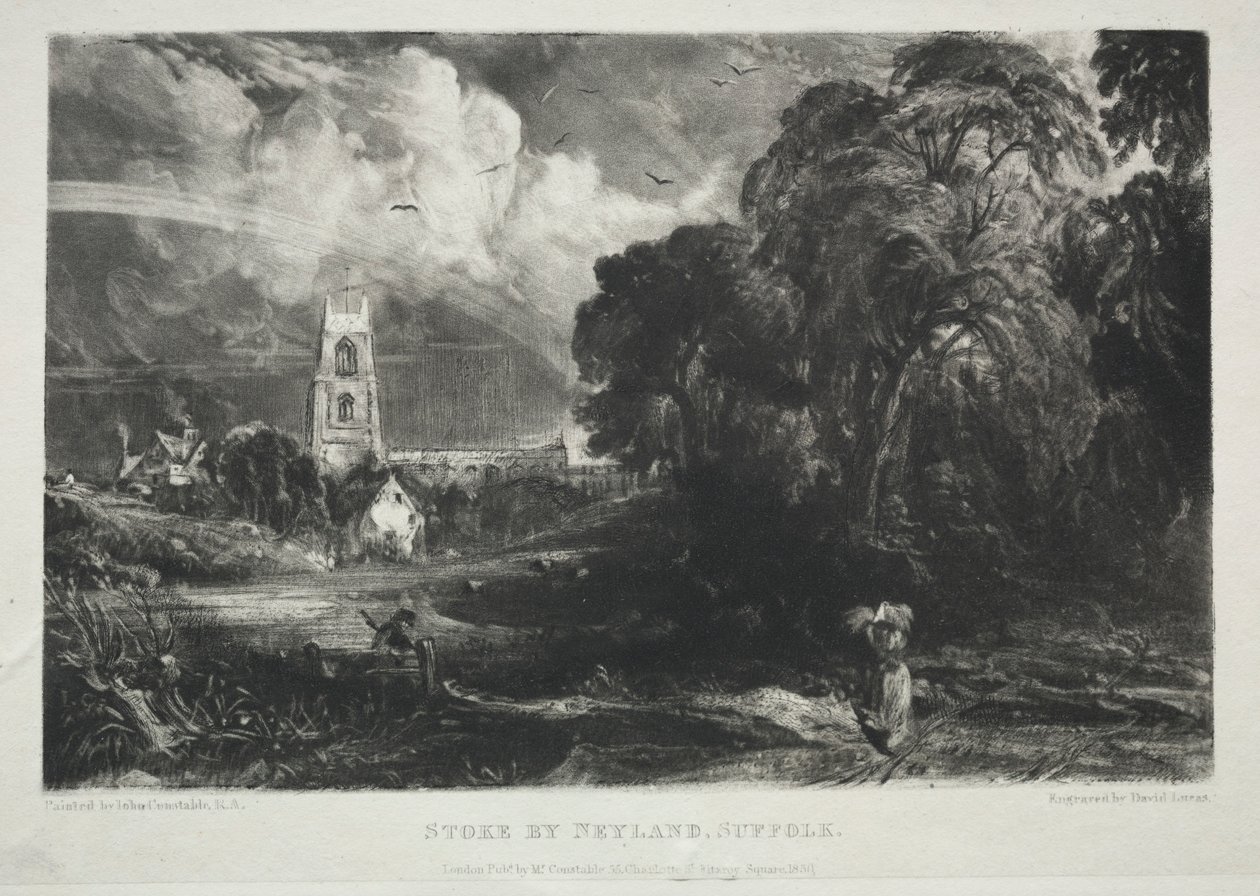 Különféle tájak, az angol tájra jellemző...Stoke by Nayland, Suffolk, 1830. alkotó: David Lucas