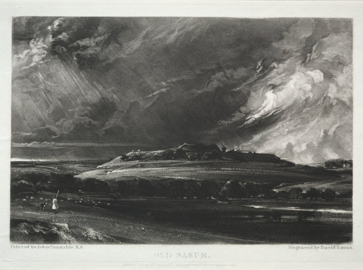 Különféle tájak, az angol tájra jellemző... Régi Sarum, 1832. alkotó: David Lucas