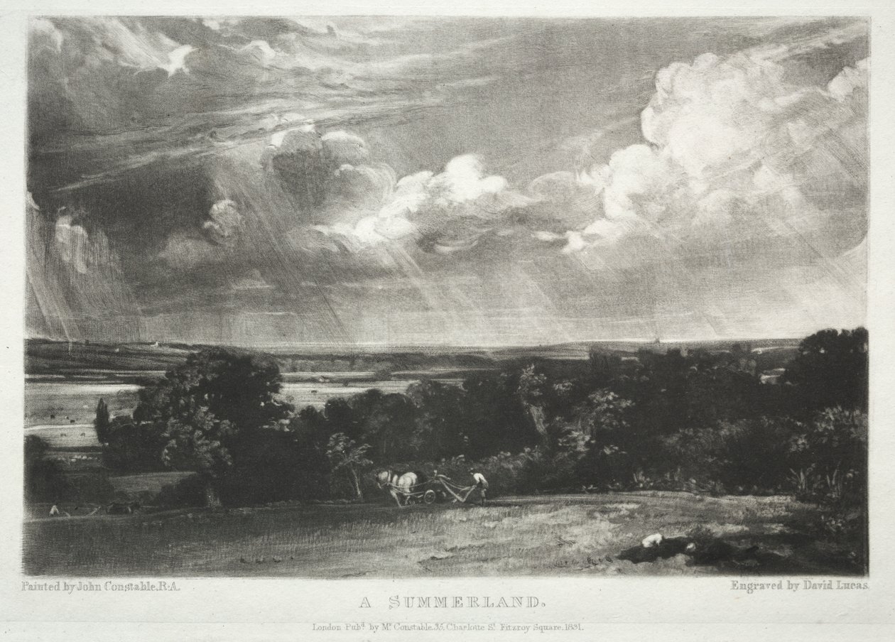 Különféle tájtárgyak, jellemző angol tájképek a John Constable által festett képekből, R.A.: A Summerland alkotó: David Lucas