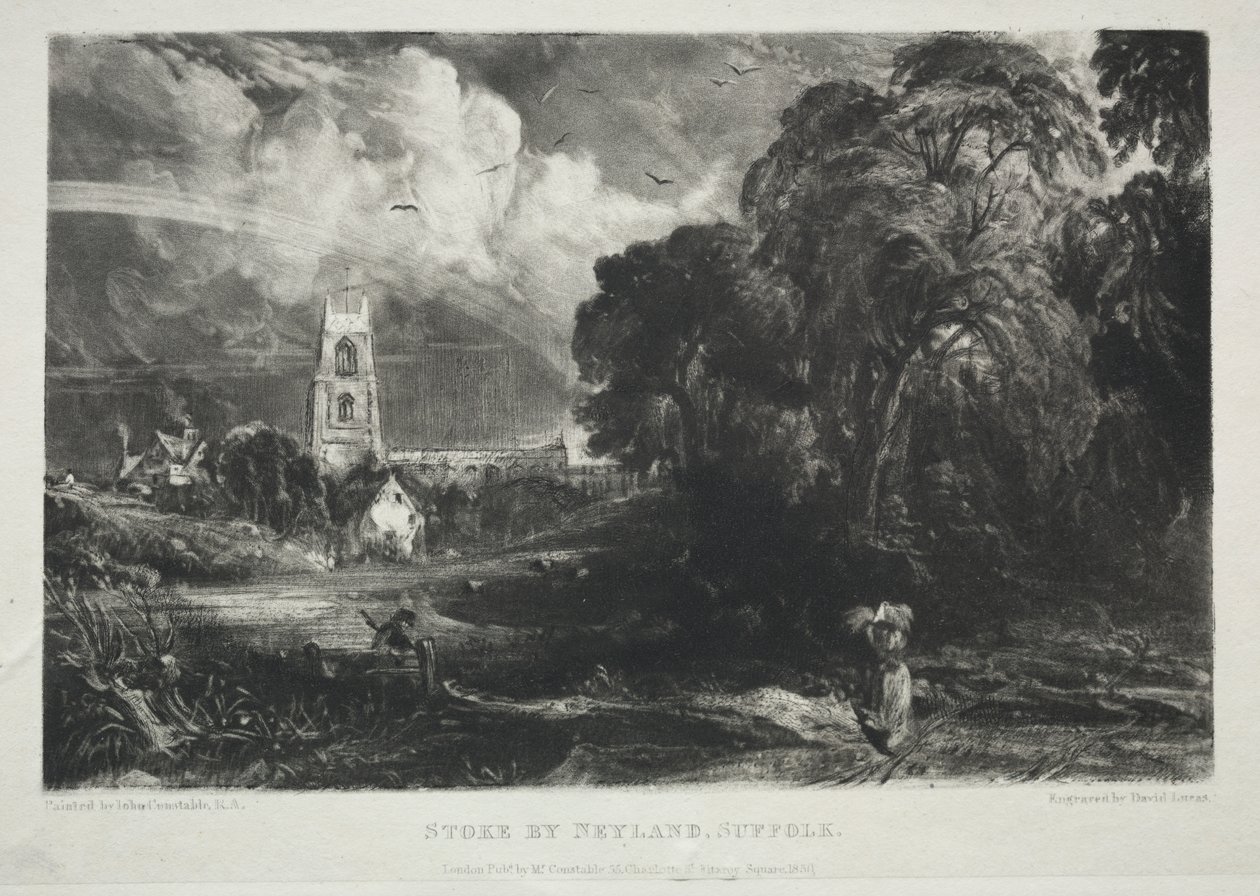 Különféle tájtárgyak, jellemző angol tájképek a John Constable által festett képekből, R.A.: Stoke by Neyland, Suffolk alkotó: David Lucas