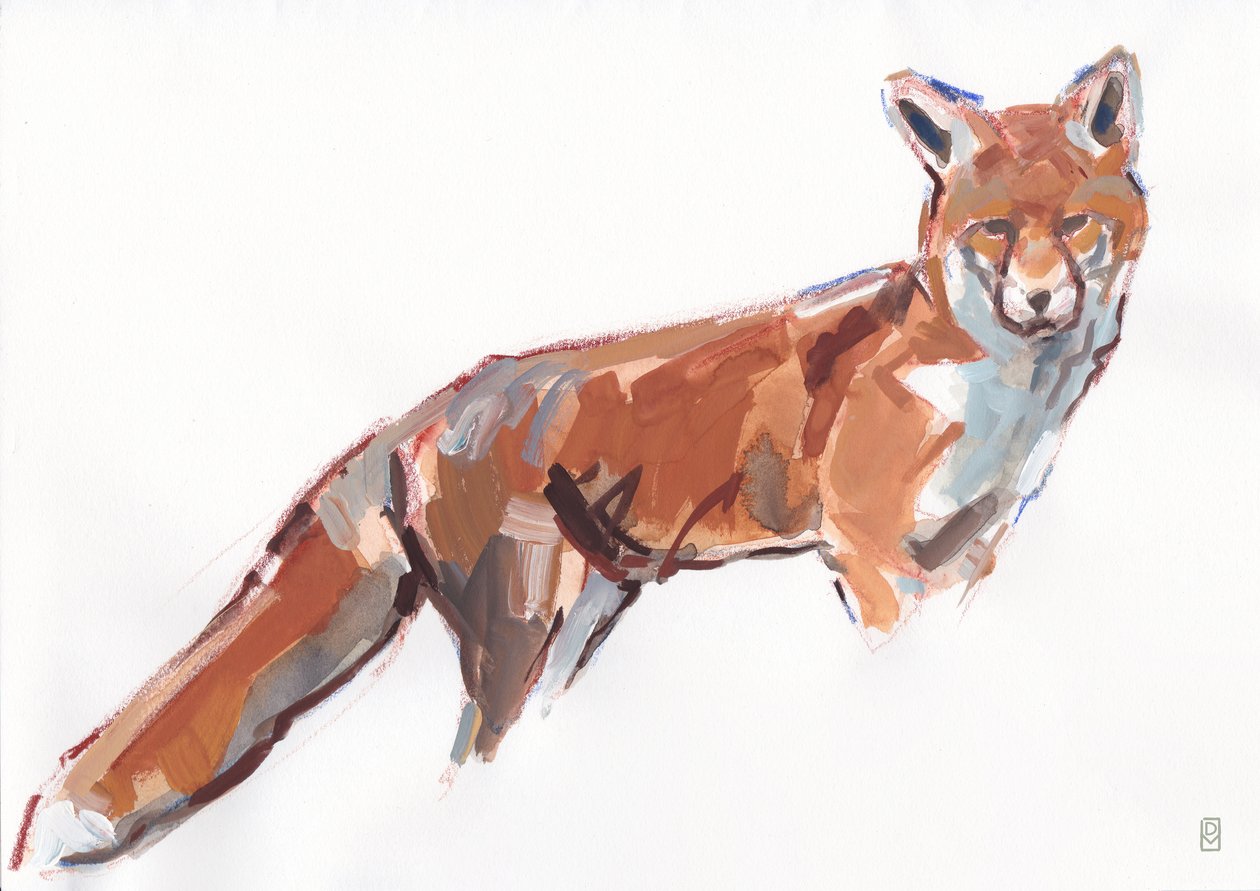 Red Fox, 2021 (gouache és akvarell/kréta papíron) alkotó: David Mayer