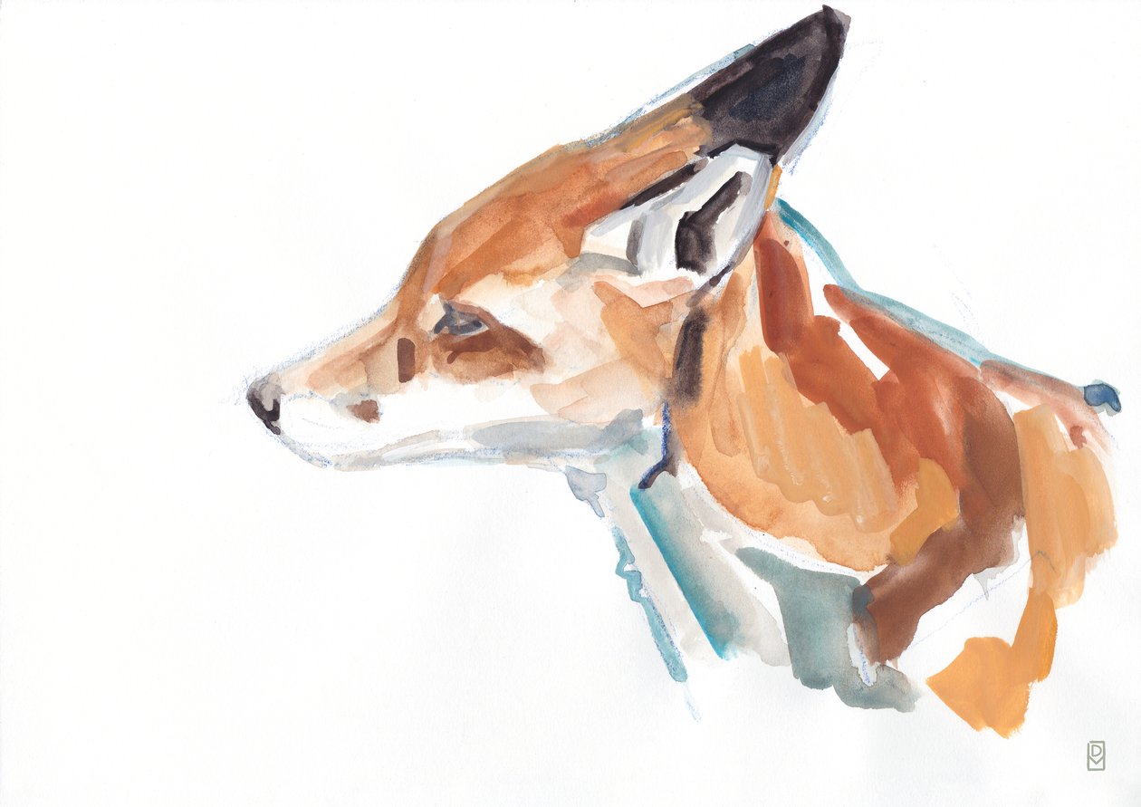 Vörösróka portré, 2021 (gouache / zsírkréta) alkotó: David Mayer