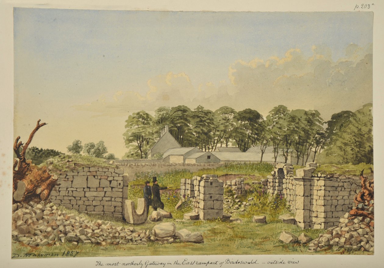 A Birdoswald római erőd keleti kapuja, 1857 alkotó: David Mossman