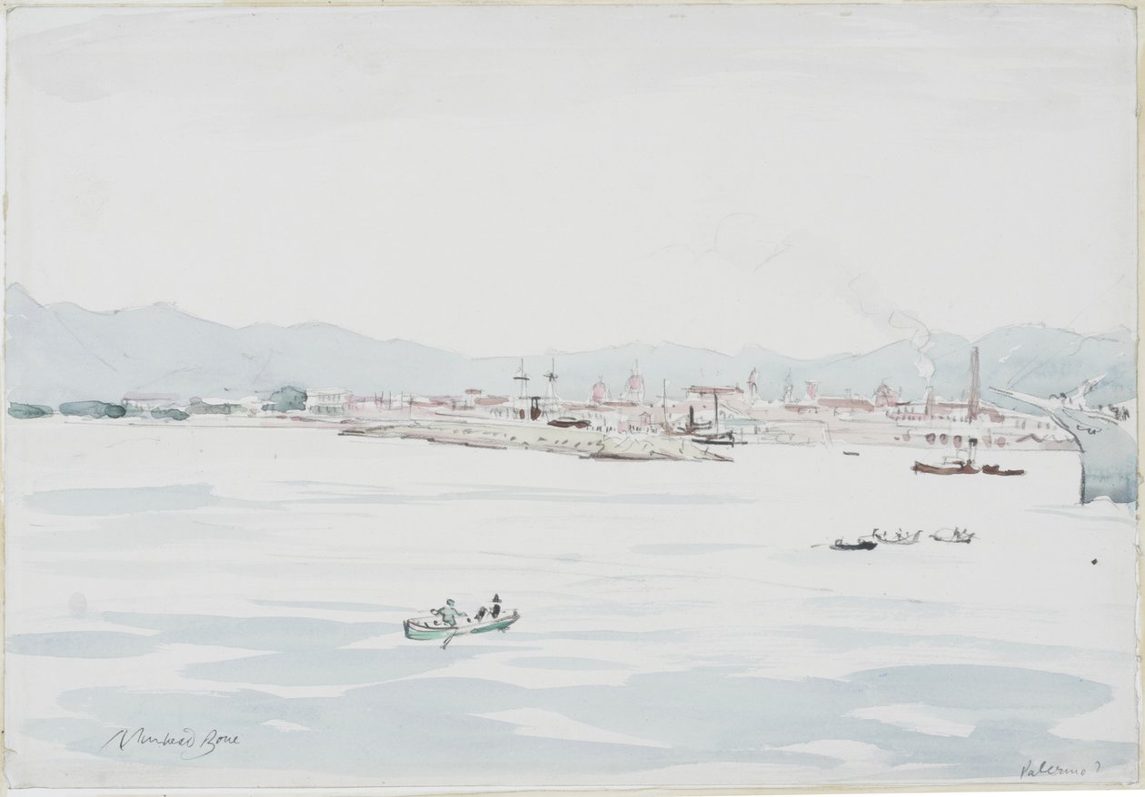 Palermo (ceruza és akvarell, papír) alkotó: David Muirhead Bone
