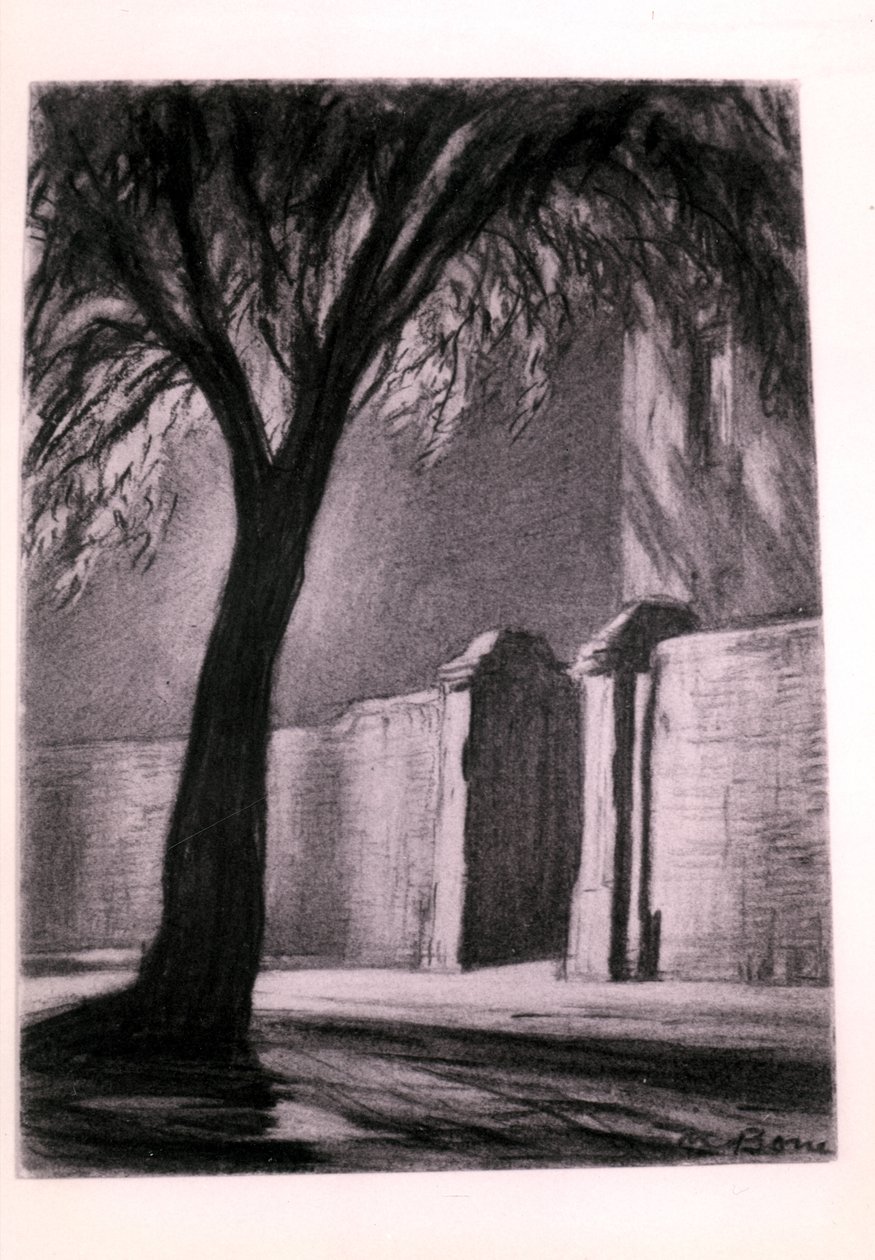 Külvárosi éjszaka, 1920 körüli (szén) alkotó: David Muirhead Bone