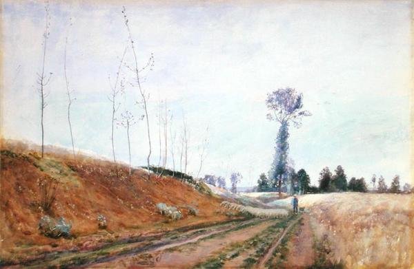 Útszéli legelő Picardia-ban, 1887 körül (gouache, papír) alkotó: David Murray