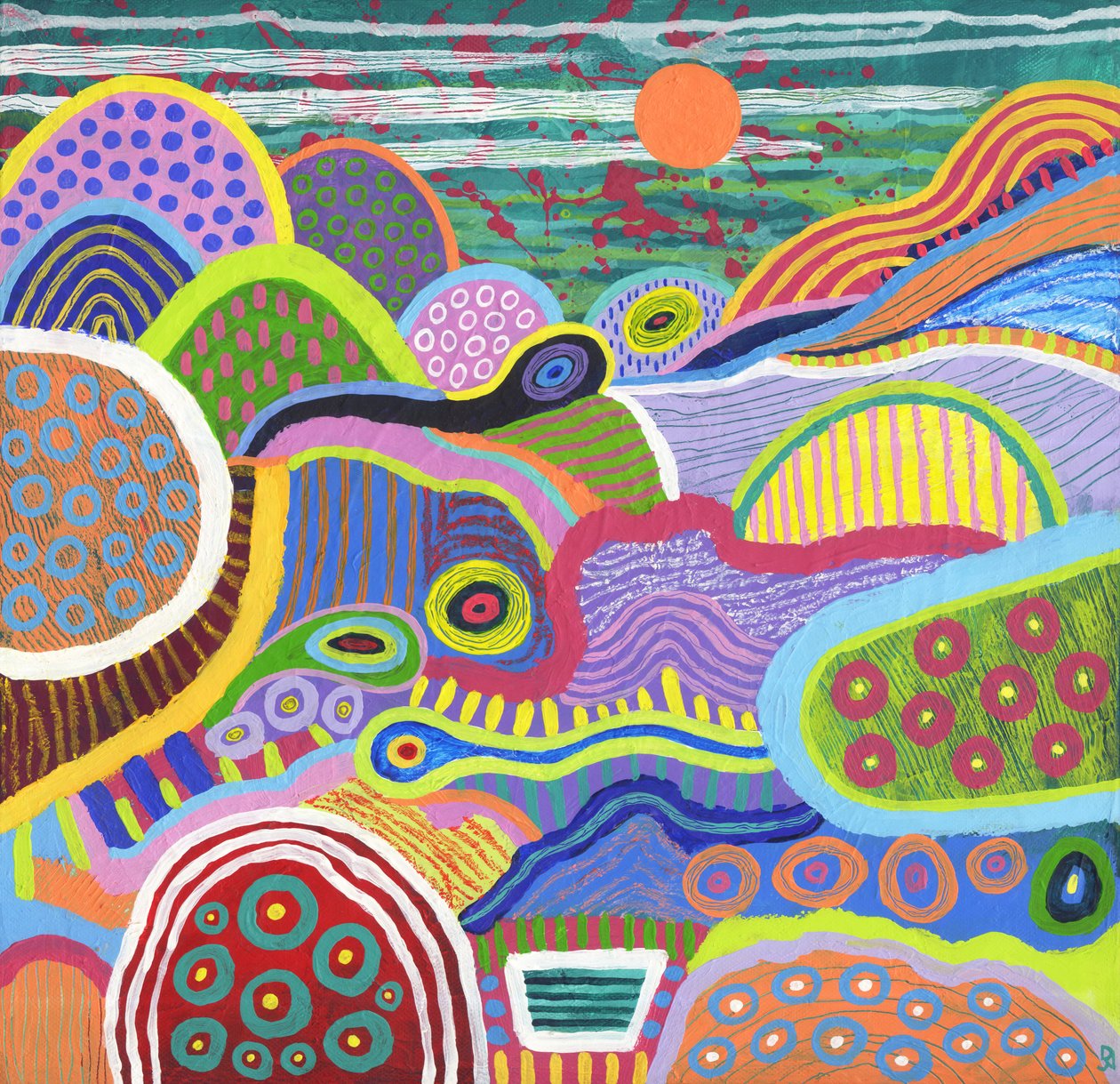 Floating World Valley, 2021 (akril és olajpasztell vászonra) alkotó: David Newton
