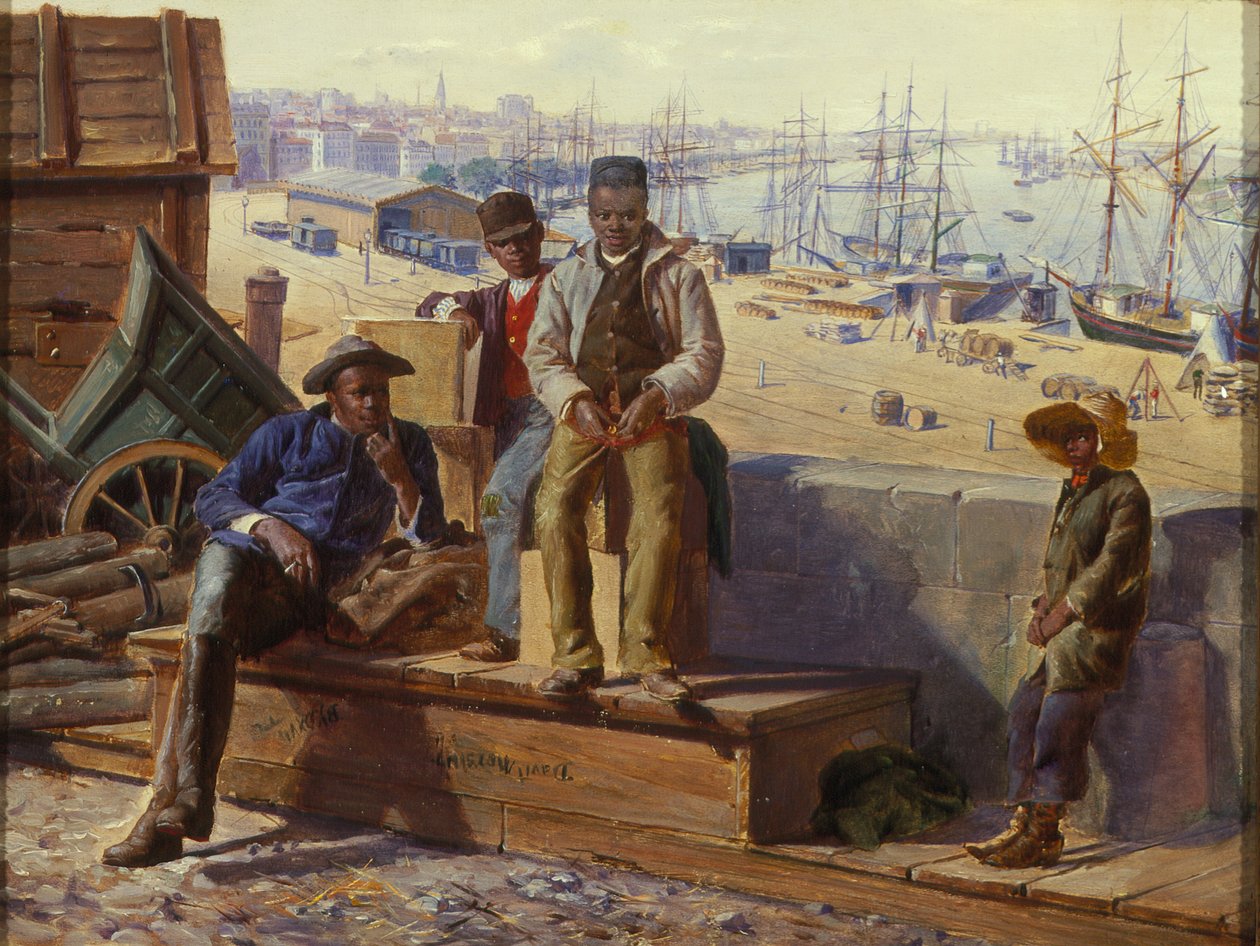 Fekete fiúk a rakparton, 1865 körül alkotó: David Norslup