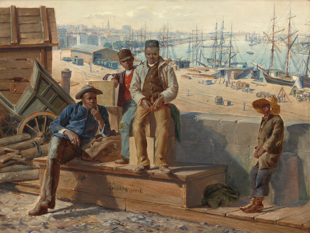 Fekete fiúk a rakparton c. 1865. alkotó: David Norslup