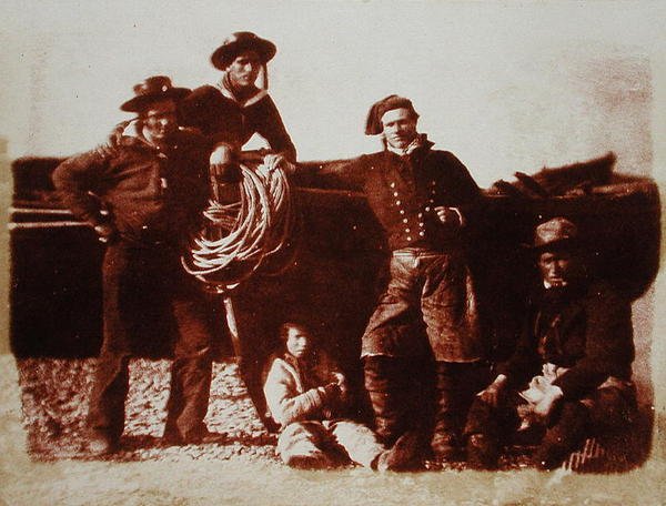Halászok (sópapír nyomat kalotípus negatívról) alkotó: David Octavius and Adamson Robert Hill