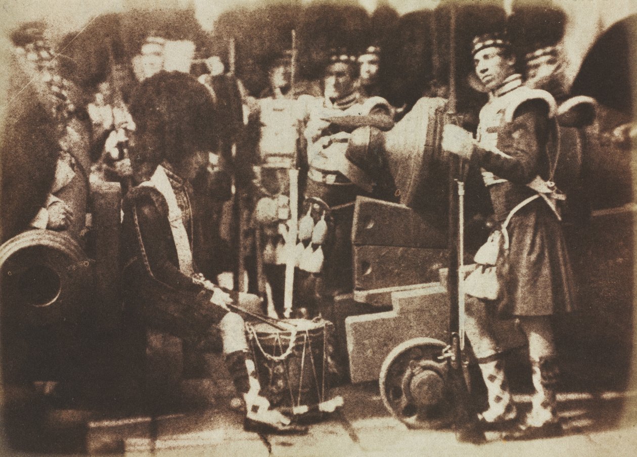 Skót gárda az Edinburgh-i kastélyban, 1846. alkotó: David Octavius Hill