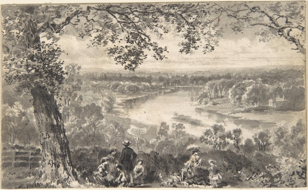 A Temze látképe alakokkal az előtérben alkotó: David Octavius Hill