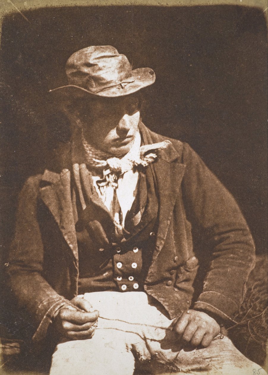 Willie Liston, „Redding [tisztítás vagy előkészítés] a vonal”; Newhaven halász alkotó: David Octavius Hill and Robert Adamson