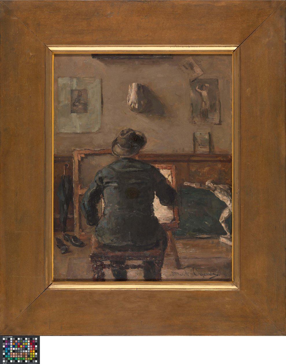 A művész a műtermében alkotó: David Oyens