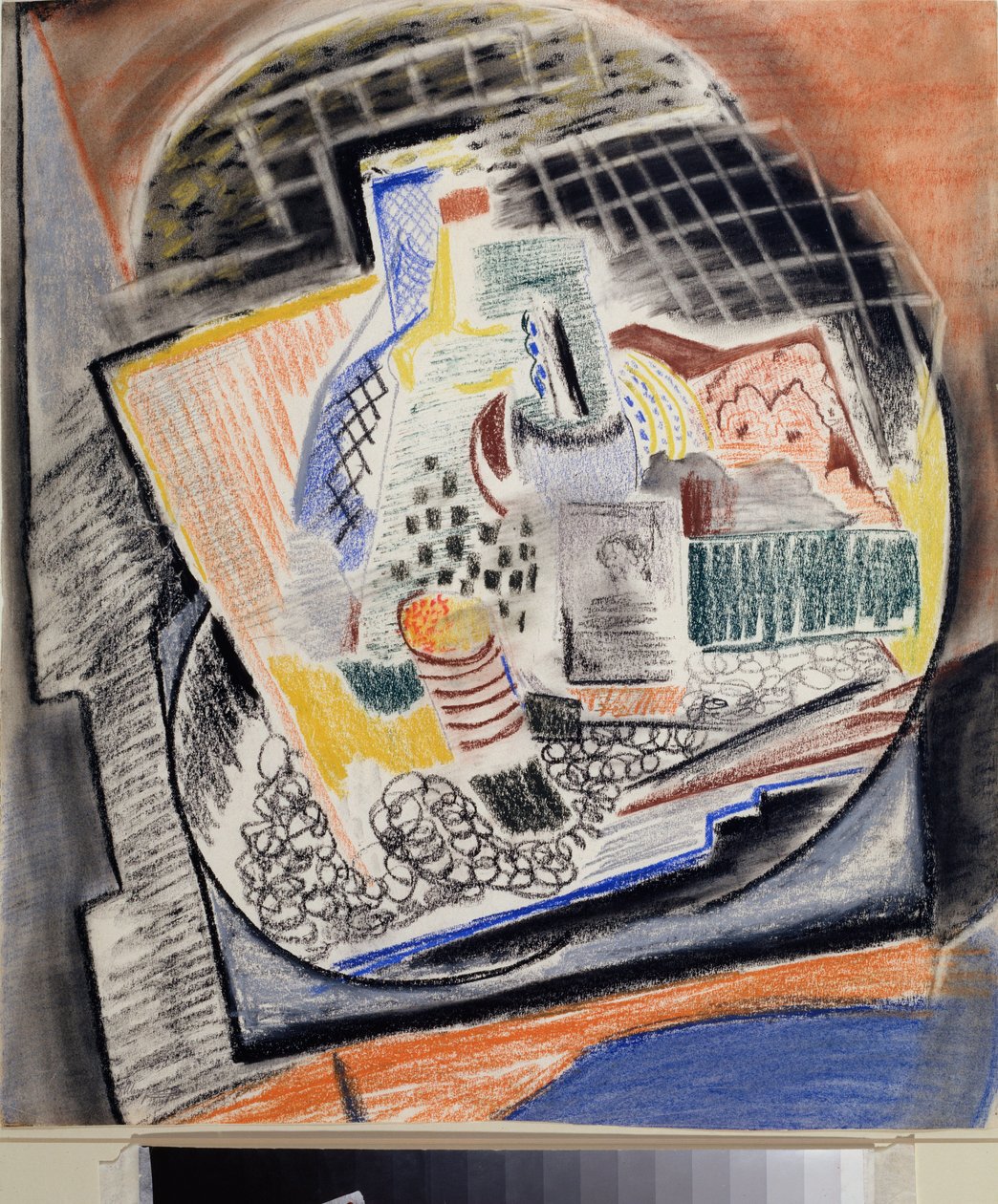Kubista csendélet – David Petrovich Sterenberg (1881-1948) munkája, pasztell papíron alkotó: David Petrovich Sterenberg