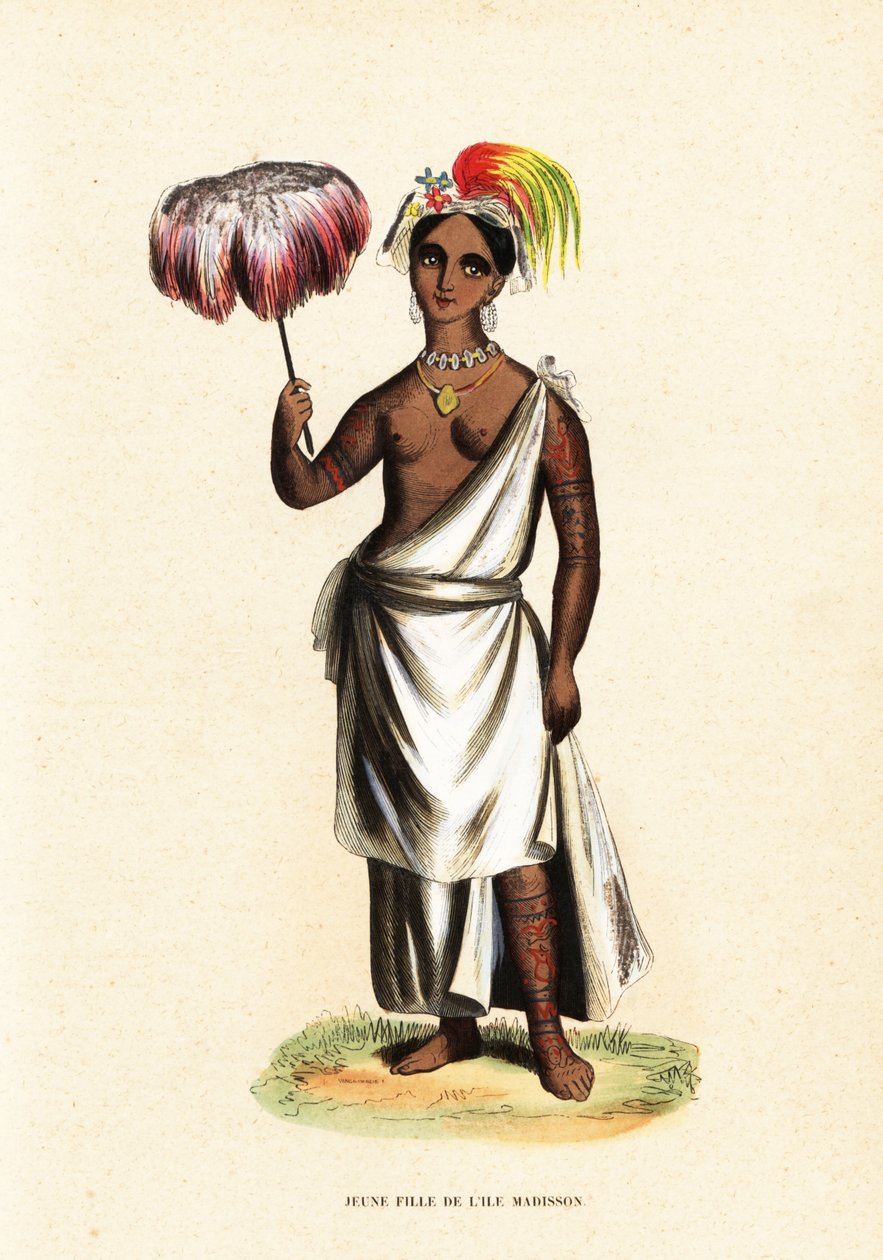 Piteenee, egy fiatal nő Nuku Hiváról, Marquesas-szigetekről (Francia Polinézia) alkotó: David Porter