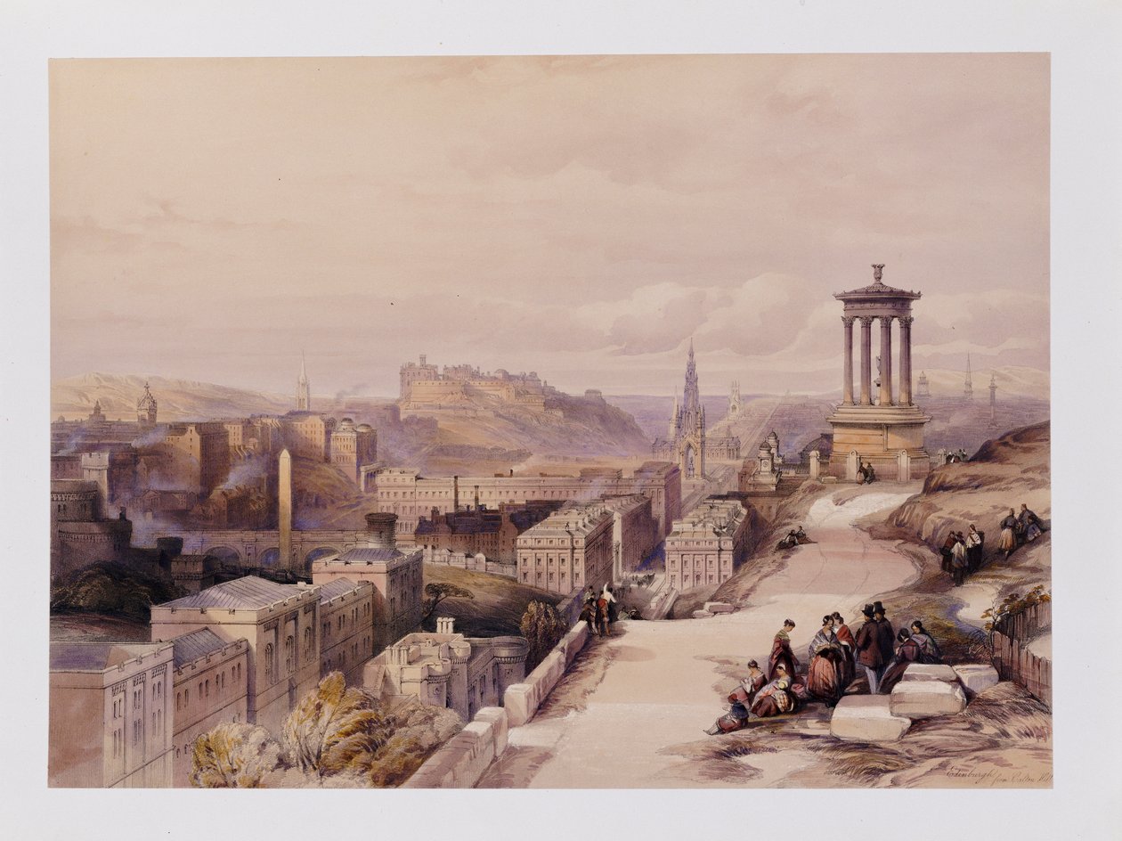 Egy kilátás Edinburghról, a "Skócia körvonalazása J. M. W. Turner, David Roberts stb. nézeteinek sorozatában" című filmből, 1850 körül alkotó: David Roberts