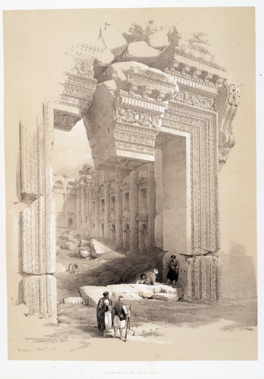 Baalbek-kapu Libanonban, rajz 1839.07.05. a „Szentföldön”, London 1849 alkotó: David Roberts