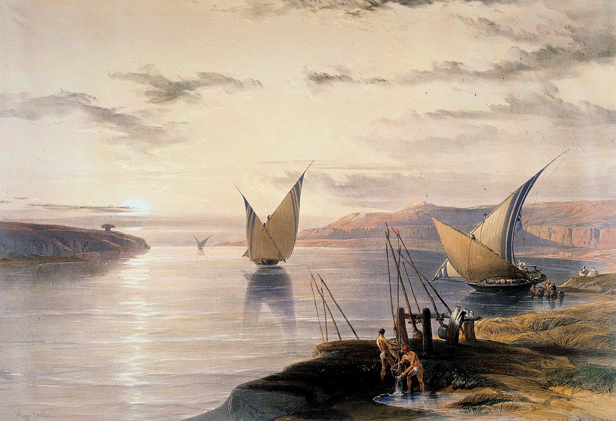 „Csónakok a Níluson”, 1838-1839 alkotó: David Roberts