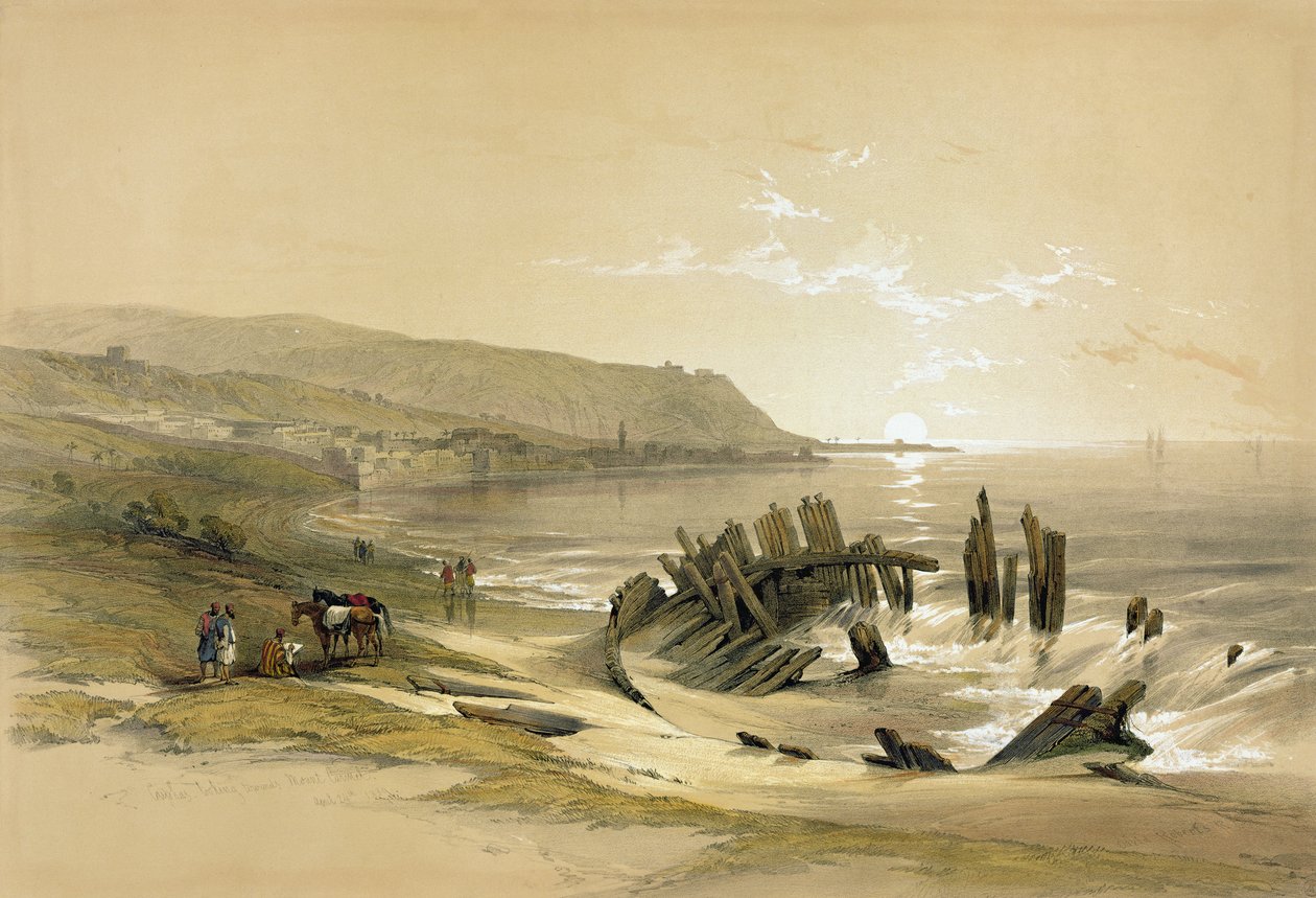 Kaifás a Kármel-hegy felé néz 1839. április 24., a II. kötetből, „A Szentföld”; metszett: Louis Haghe (1806-85), megjelent Londonban, 1842 alkotó: David Roberts