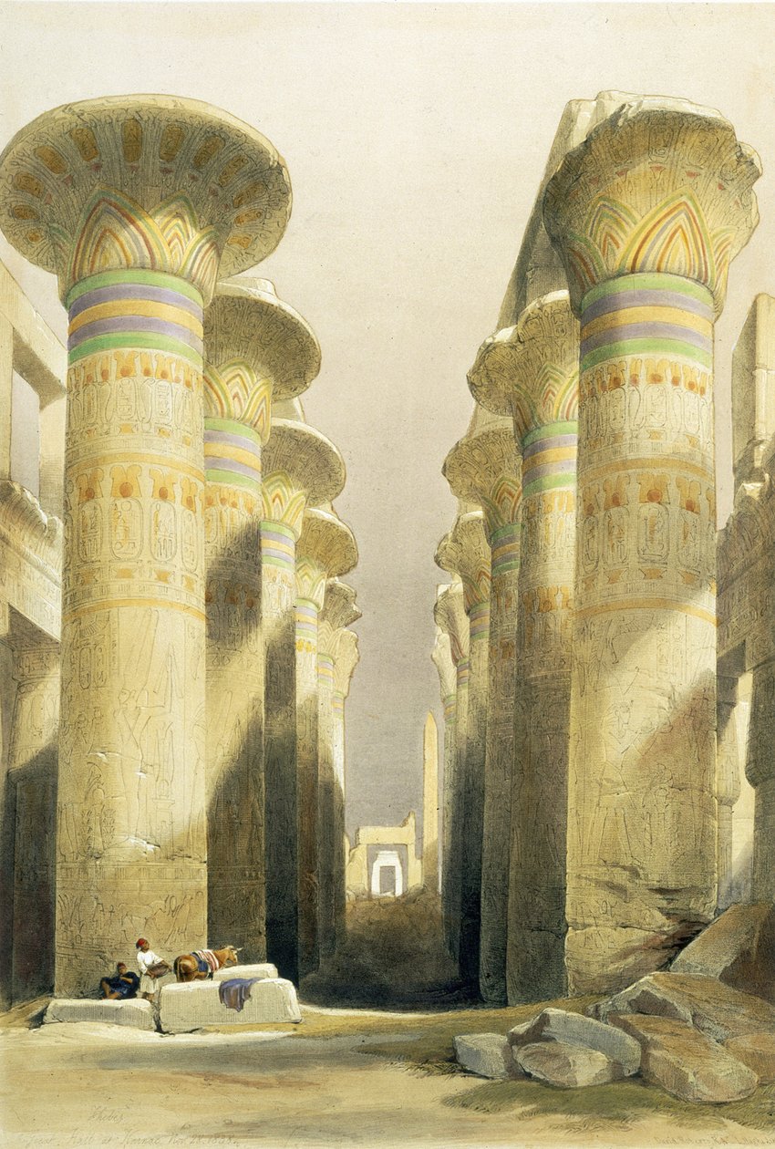 Az Oszlopok Nagytermének központi sugárútja, Karnak, Egyiptomból és Núbiából, 1. köt alkotó: David Roberts