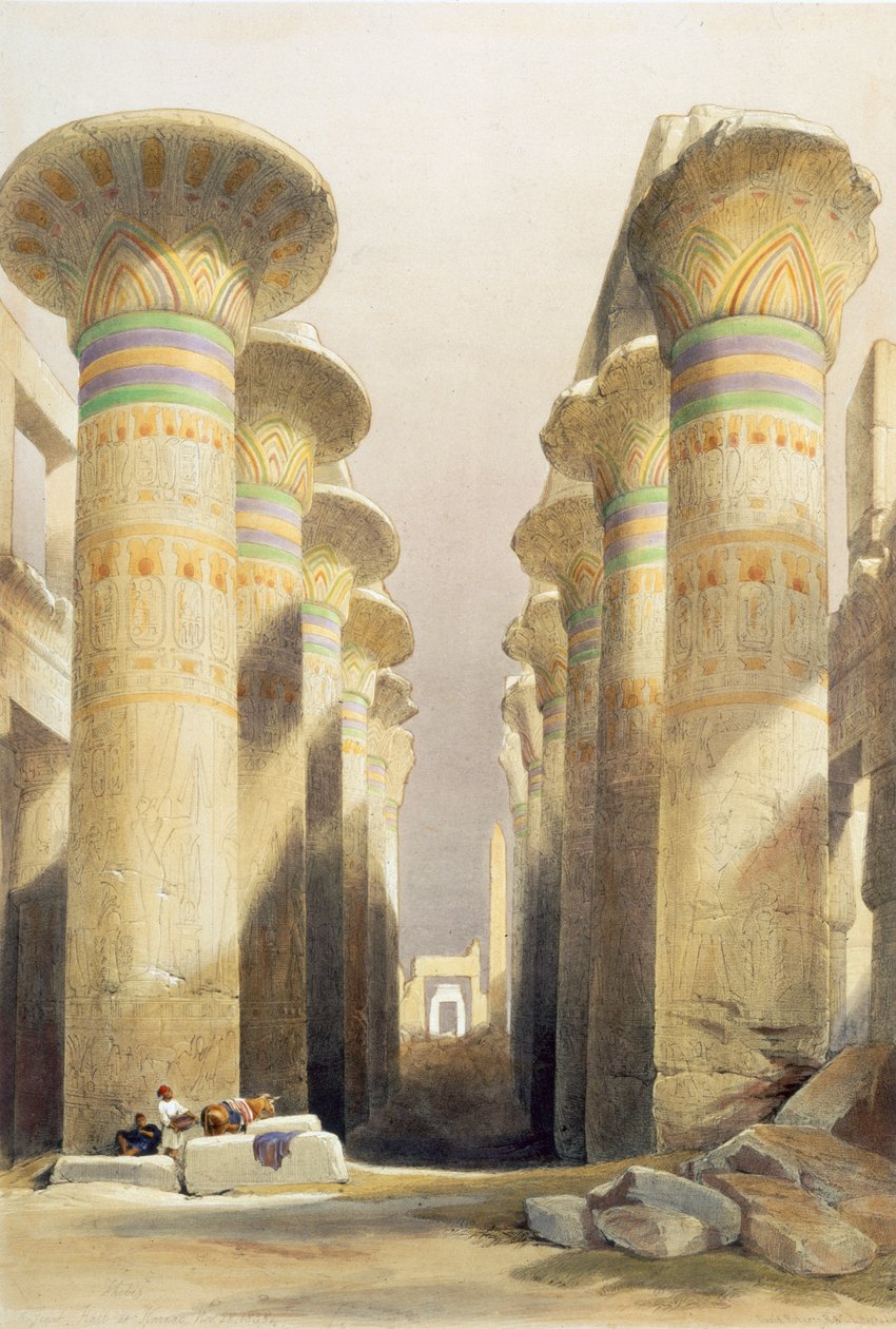 Az Oszlopok Nagytermének központi sugárútja, Karnak, Egyiptom, 19. század alkotó: David Roberts